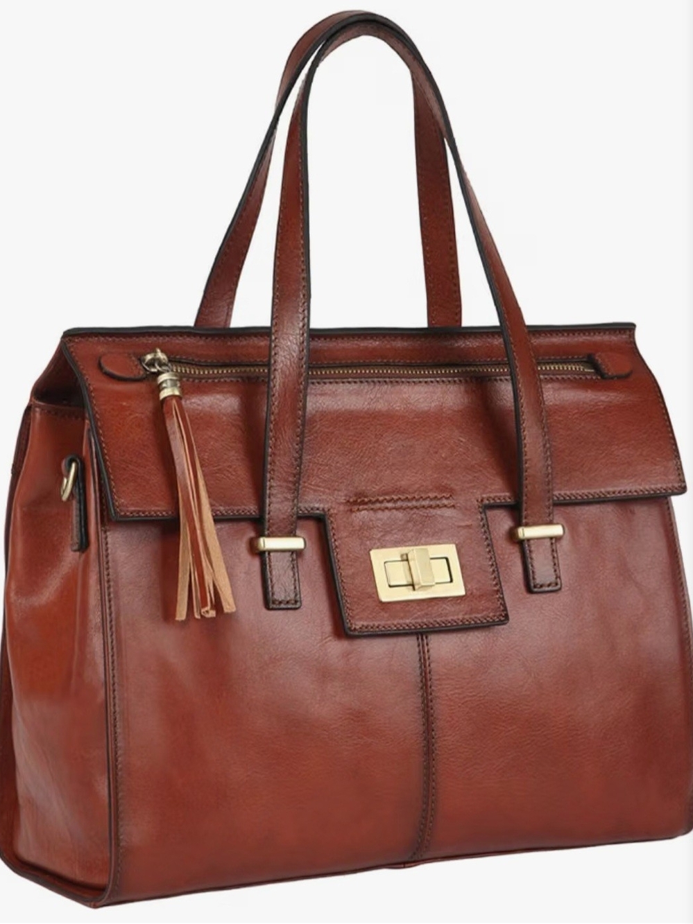 Banuce Italian Full Grain Leather Purses for Women with Stylish Fringe